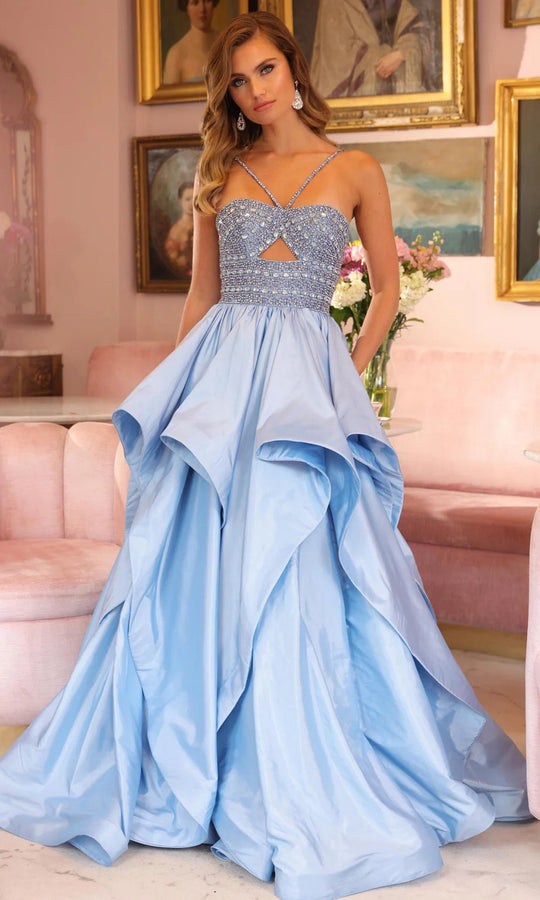 Ava Presley 40054 - Beaded Bodice Layered Satin Ballgown