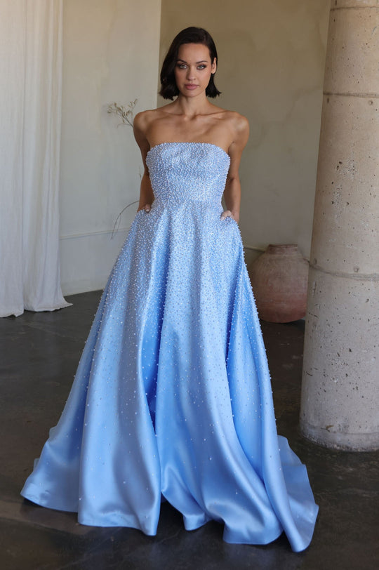 Ava Presley 42500 - A Line Pearl Ornate Evening Gown