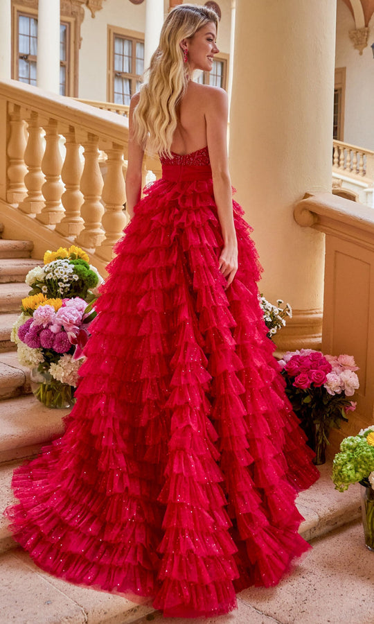 Ava Presley 47258 - Beaded Tiered Tulle Ballgown