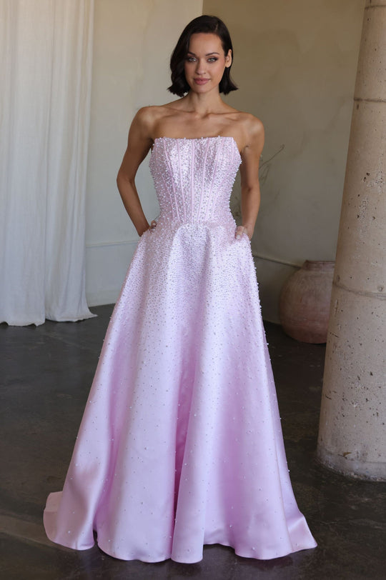 Ava Presley 47283 - Pearl Beaded Long A-Line Gown