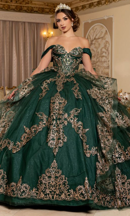 May Queen LK302 - Embroidered Tiered Prom Ballgown