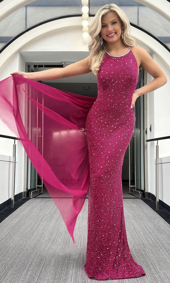 Blush by Alexia Designs 91020 - Beaded Sleeveless Prom Gown Prom Dresses 0 / Magenta