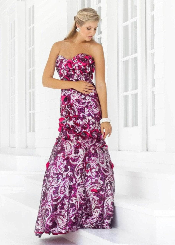 Blush by Alexia Designs 9336 - Floral Sequined Trumpet Prom Gown Prom Dresses 14 / Fuschia