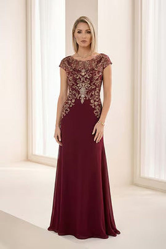 Cameron Blake - 216691 Illusion Appliqued Mother of the Groom Trumpet Dress