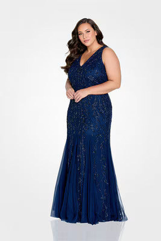 Cameron Blake - 221684 Beaded Evening A-line Gown