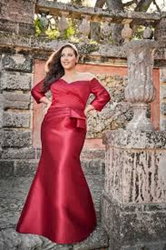 Cameron Blake - 221686 Off-Shoulder Pleated Bodice Mikado Trumpet Gown