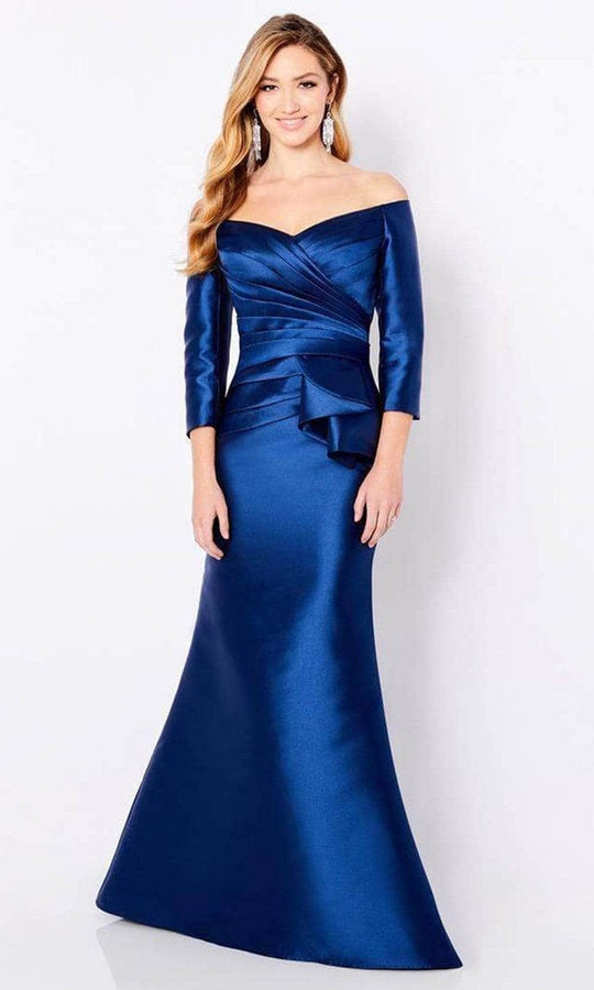 Cameron Blake 221686 - Quarter Sleeve Pleated Formal Gown