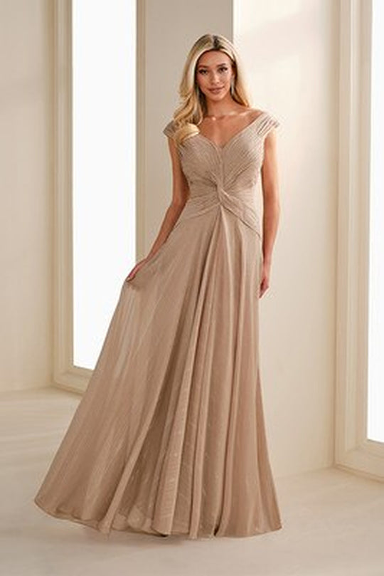 Cameron Blake - 221694 V Neck A-Line Evening Dress