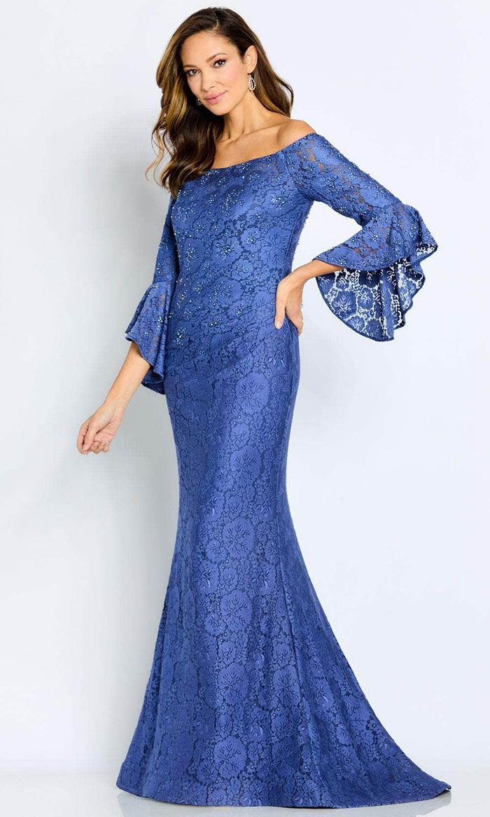 Cameron Blake CB103 - Bell Sleeve Lace Evening Gown Mother of the Bride Dresses 4 / Sapphire