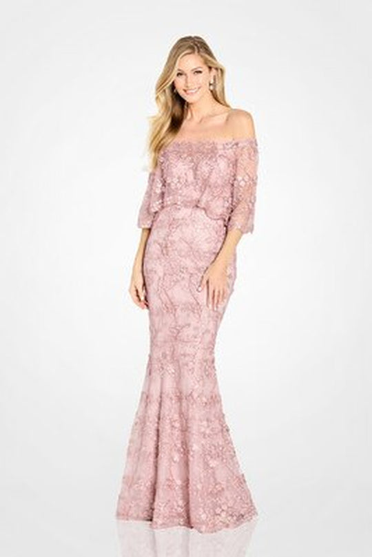 Cameron Blake CB135 - Off Shoulder Floral Lace Mother of the Bride Dress
