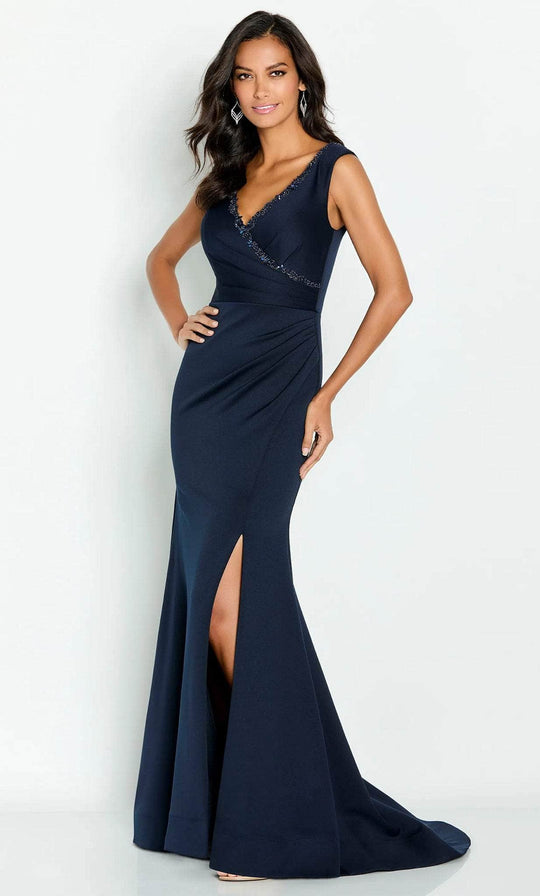 Cameron Blake CB143 - Beaded V-Neckline Evening Dress