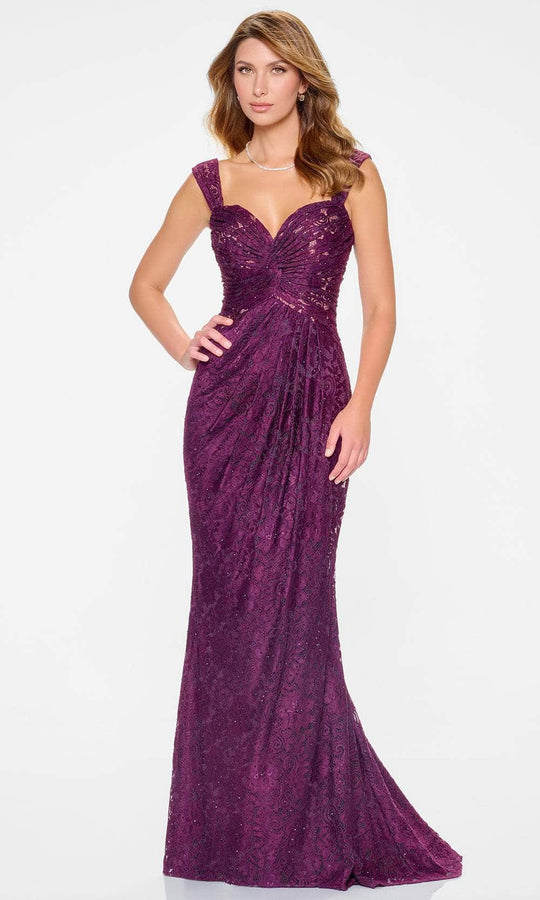 Cameron Blake CB210 - Stretch Lace Sheath Gown with Stone Accents