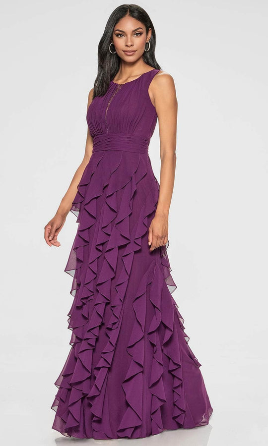 Cameron Blake CB213 - Sleeveless Ruffle A-Line Evening Dress