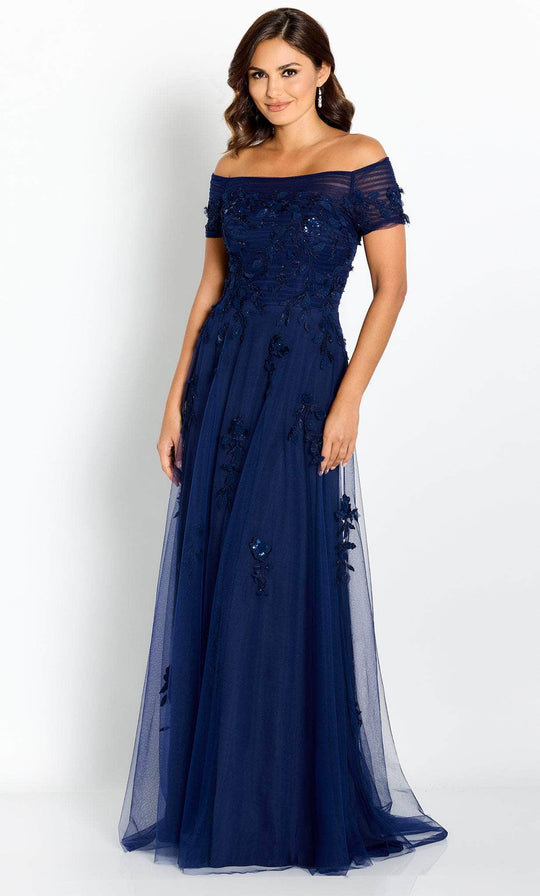 Cameron Blake CB751 - Applique A-Line Evening Gown