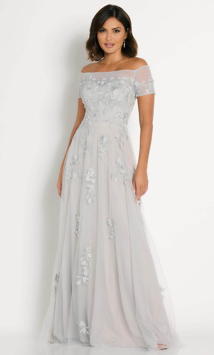 Cameron Blake CB751 - Applique A-Line Evening Gown Special Occasion Dress 4 / Silver