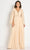 Cameron Blake CB756 - Draped Shoulder Evening Gown Special Occasion Dress 4 / Champagne