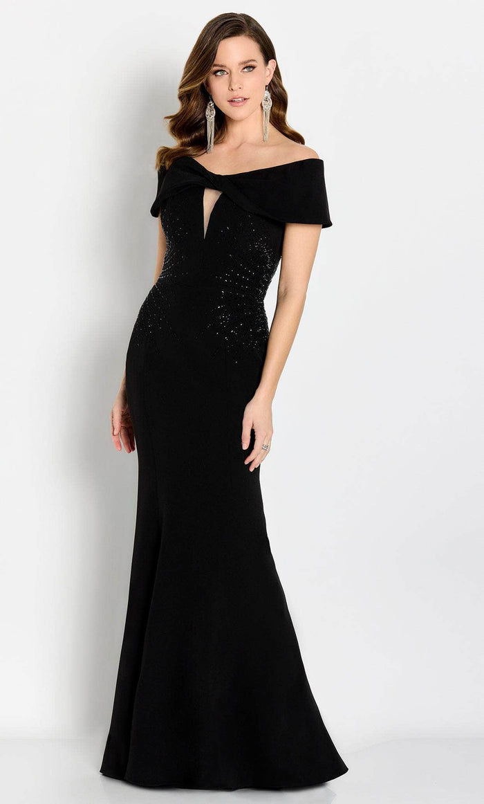 Cameron Blake CB758 - Cutout Accent Evening Gown Special Occasion Dress 4 / Black