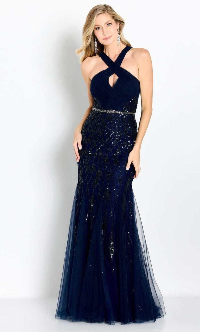 Cameron Blake CB759 - Bow Cutout Evening Gown Special Occasion Dress 4 / Navy
