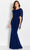 Cameron Blake CB763 - Draped Sleeve Evening Gown Special Occasion Dress 4 / Navy