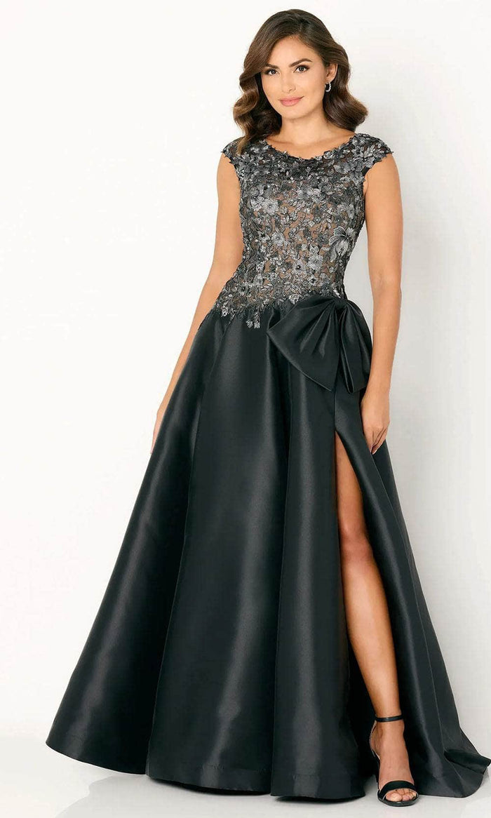 Cameron Blake CB778 - Floral Embroidered Evening Dress Evening Dresses 4 / Black