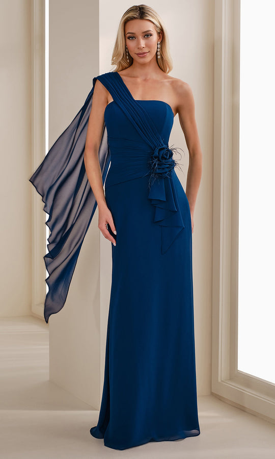 Cameron Blake CB908 - One Shoulder Ruched Chiffon Gown