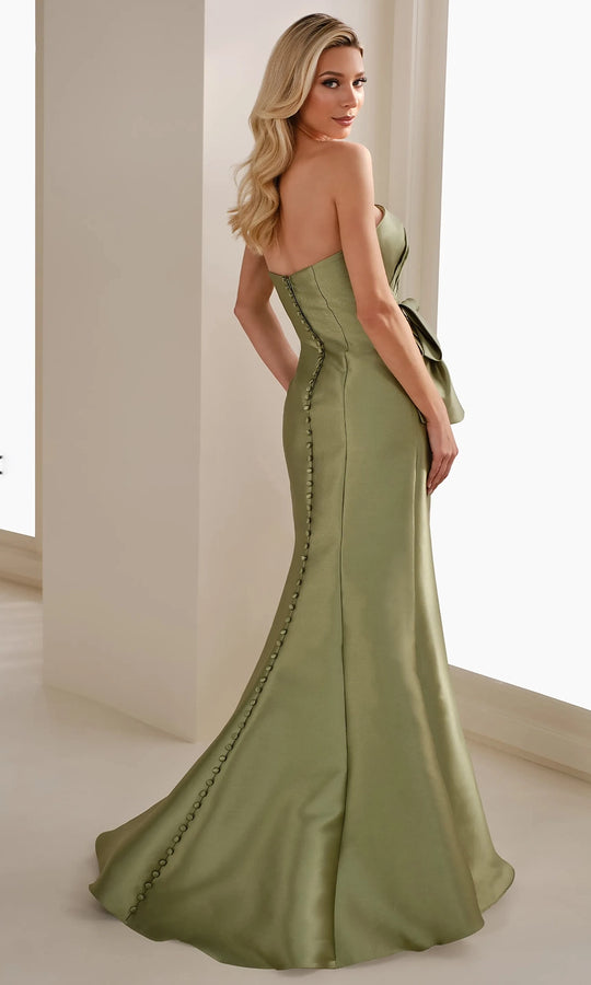 Cameron Blake CB909 - Ruched Strapless Mermaid Gown with Slit