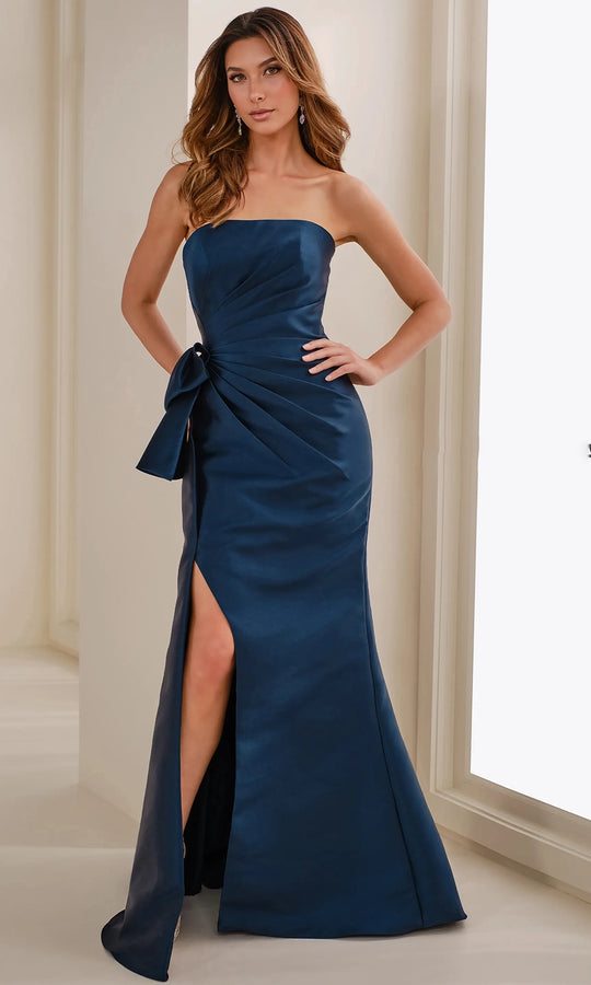 Cameron Blake CB909 - Ruched Strapless Mermaid Gown with Slit