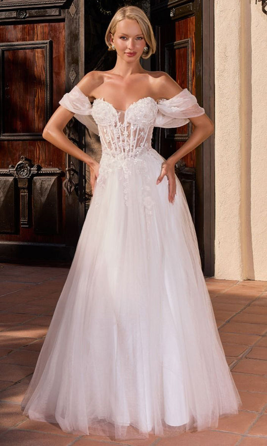 Ladivine CD2426W - Floral Applique Off Shoulder Bridal Gown