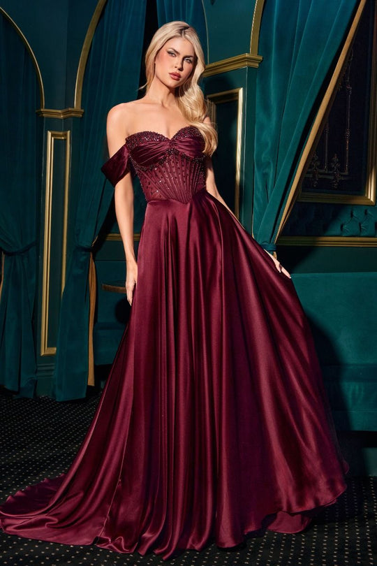 Ladivine CD297 - Pleated Sweetheart Evening Dress