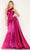 Cecilia Couture 189 - One Sleeve Pleated Detail Evening Gown Evening Dresses 6 / Magenta