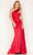 Cecilia Couture 189 - One Sleeve Pleated Detail Evening Gown Evening Dresses 6 / Red