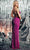 Chic and Holland AF330103 - V-Neck Feather Slit Prom Dress Prom Dresses
