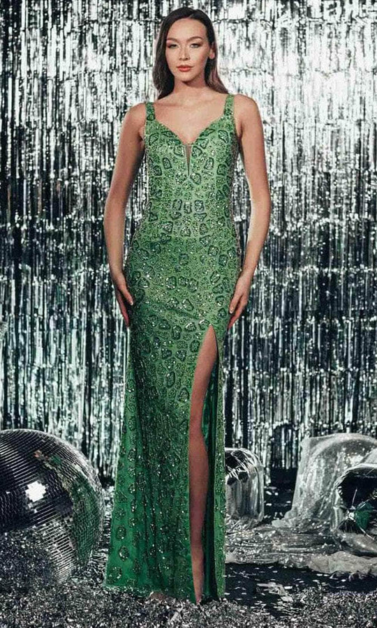 Chic and Holland AF330127 - Sleeveless Bead-Embellished Prom Gown