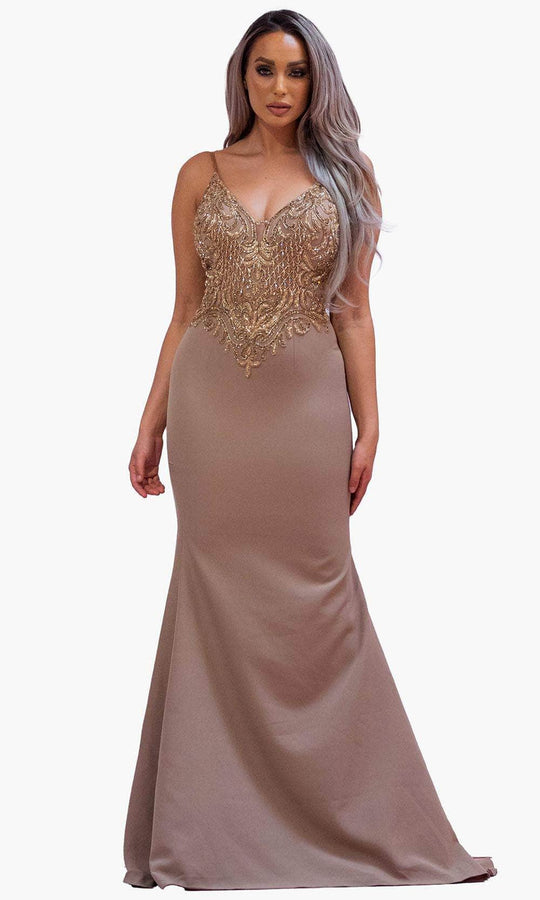 Chic and Holland BM1854 - Beaded Sleeveless Evening Dress