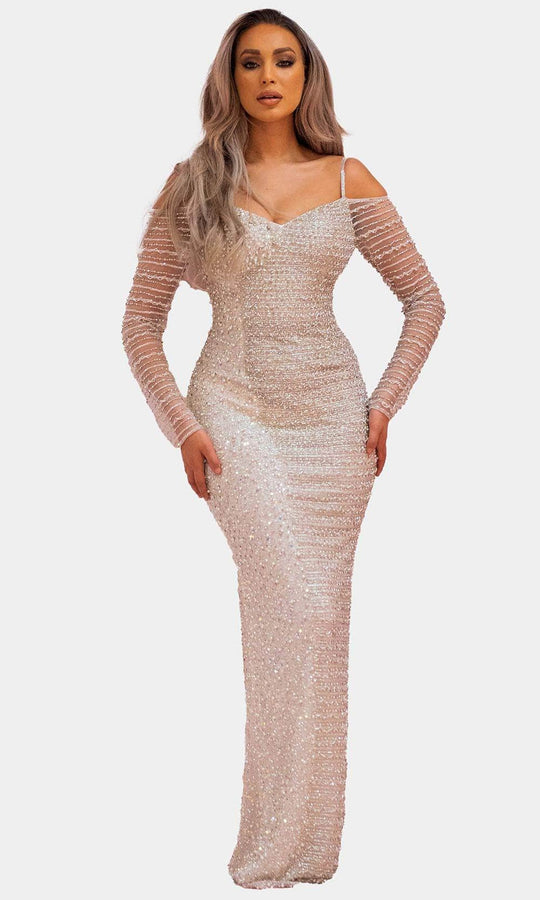 Chic and Holland BR1982 - V-Neck Bridal Gown With Slit