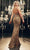 Chic and Holland HF110225 - V-Neck Swirl Beaded Evening Dress Prom Dresses