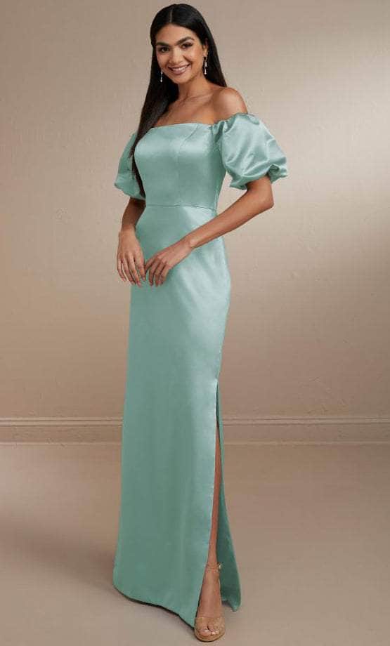 Christina Wu Celebration 22163 - Off Shoulder Column Evening Gown Special Occasion Dress 0 / Aqua