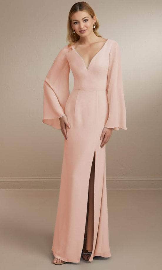 Christina Wu Celebration 22164 - Plunging Neck Chiffon Gown Special Occasion Dress 0 / Rose