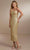 Christina Wu Celebration 22167 - Sequined Dress With Slit Evening Dresses 0 / Gold Shiny