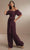 Christina Wu Celebration 22171 - Off-Shoulder Puff Sleeve Jumpsuit Special Occasion Dress 0 / Aubergine