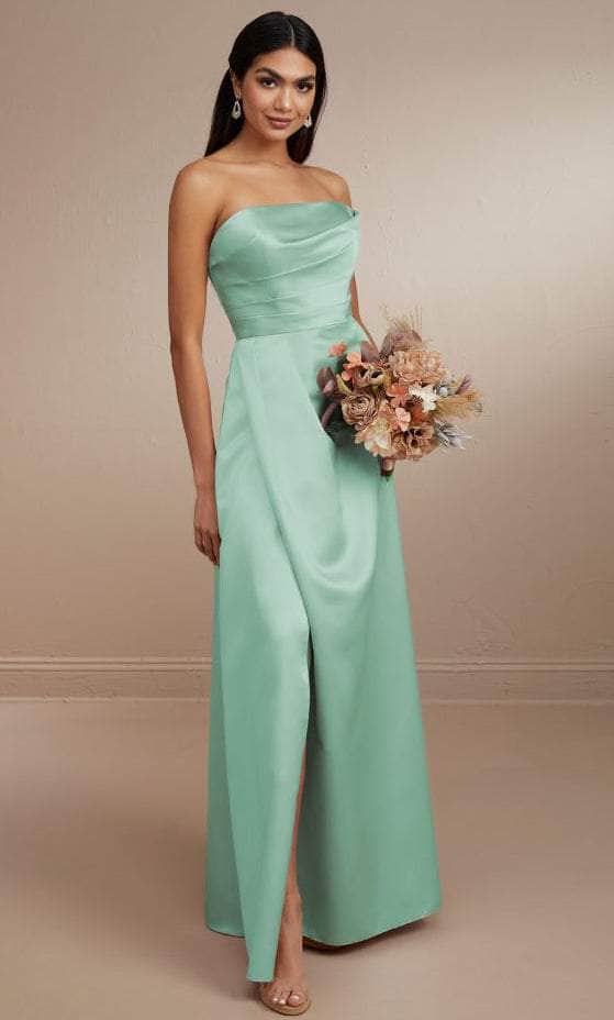 Christina Wu Celebration 22173 - Strapless Pleated Detail Prom Dress Special Occasion Dress 0 / Aqua
