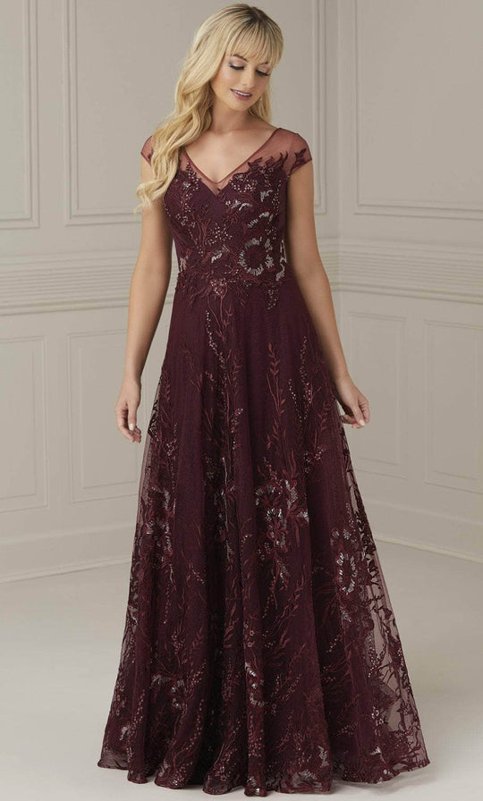 Christina Wu Elegance 17105 - Illusion V-Neck Lace Evening Dress