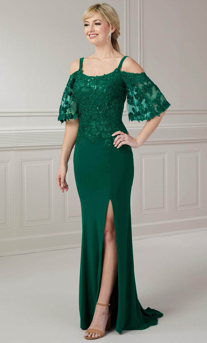 Christina Wu Elegance 17123 - Sequin Lace Scoop Evening Gown Mother of the Bride Dresses 2 / Emerald