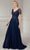 Christina Wu Elegance 17126 - Beaded Foliage V-Neck Evening Gown Evening Dresses 6 / Navy