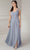 Christina Wu Elegance 17129 - Pleated V-Neck Evening Gown Evening Dresses 6 / Misty Blue