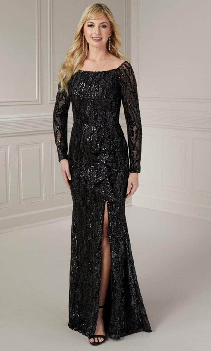 Christina Wu Elegance 17130 - Off Shoulder Sequin Evening Gown Winter Formals and Balls 2 / Black