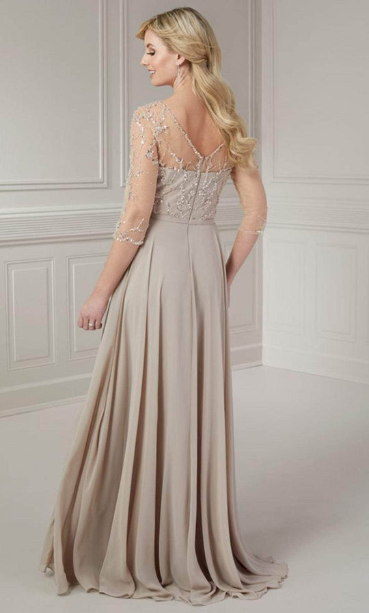 Christina Wu Elegance 17139 - Quarter Sleeve V-Back Evening Gown