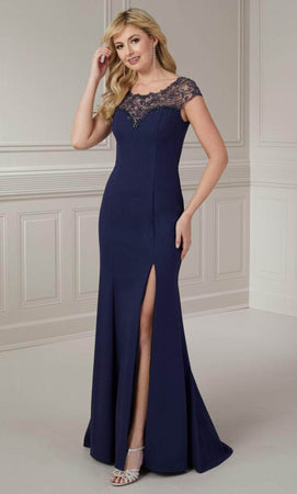 Bateau Evening Gown With Slit