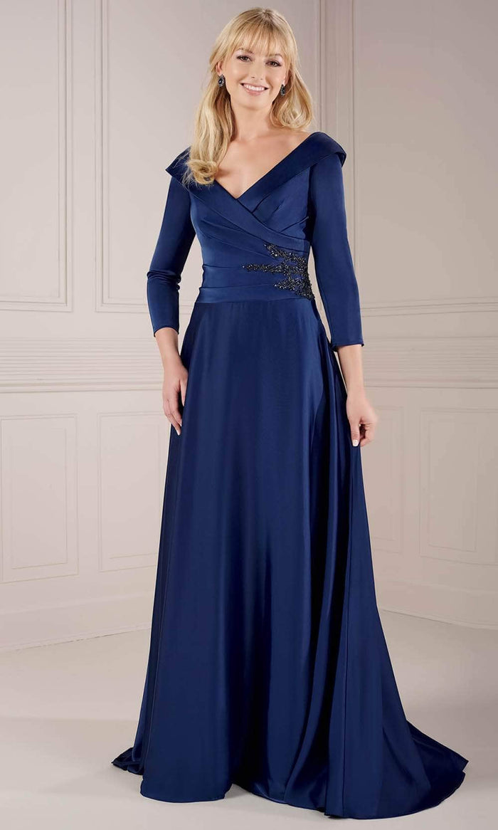 Christina Wu Elegance 17144 - Quarter Sleeve A-Line Evening Dress Evening Dresses 2 / Navy