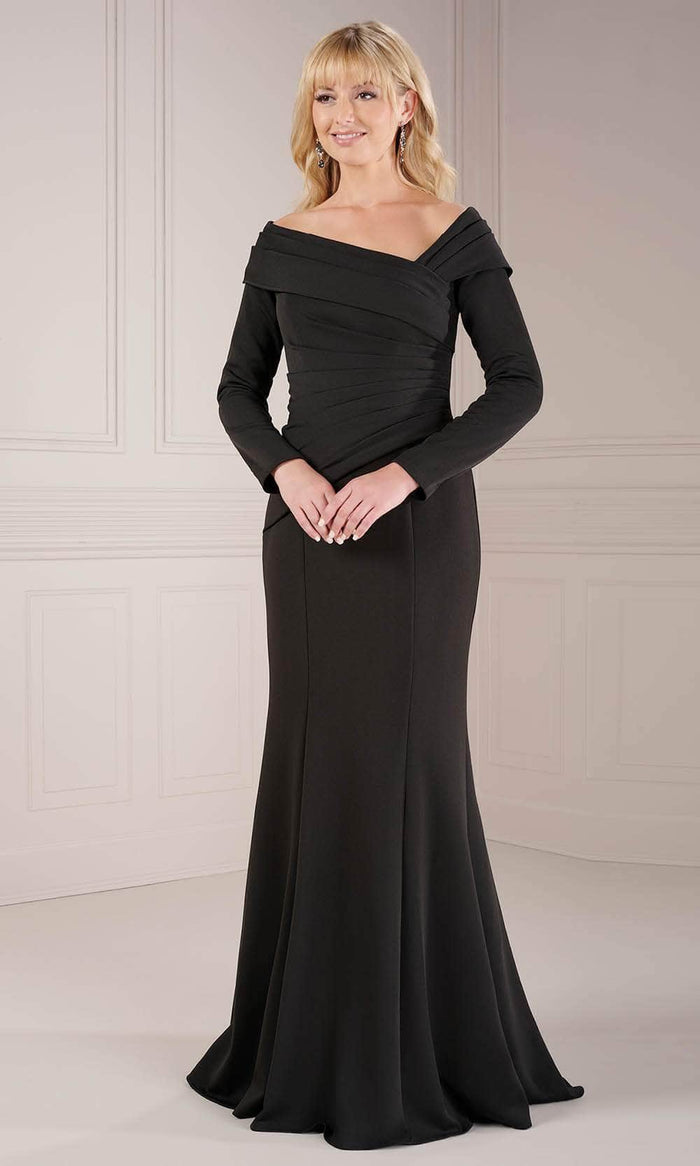 Christina Wu Elegance 17146 - Asymmetrical V-Neck Evening Dress Evening Dresses 2 / Black